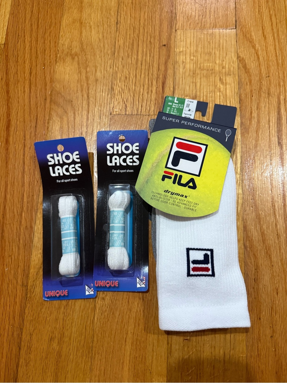 FILA Tennis Sock + Shoe Laces Bundle — Size L